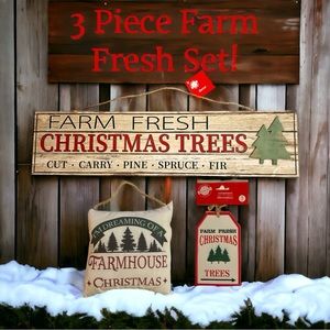 FARM FRESH CHRISTMAS TREE DECOR BUNDLE - 3 PIECES, ALL NEW WITH TAGS!